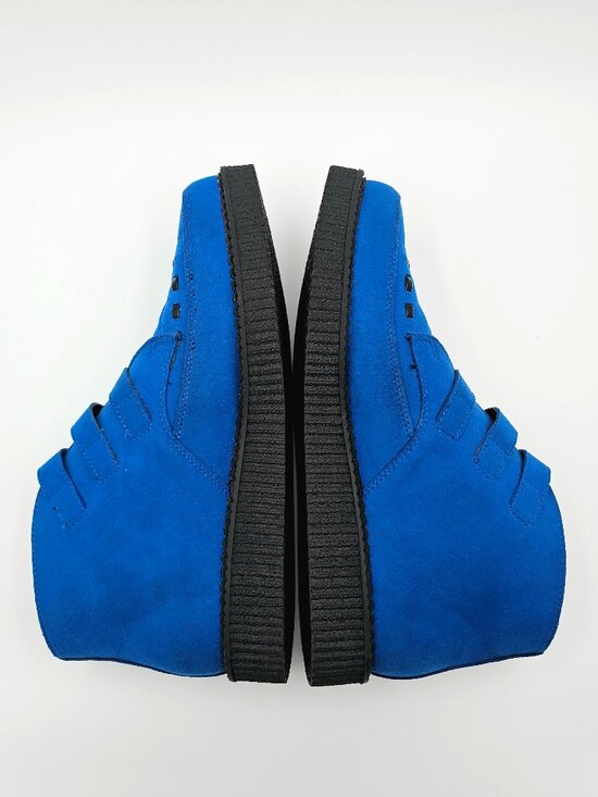 T.U.K. A9616 Electric Blue Vegan Suede High Pointed Creeper Shoes Unisex M11 W13